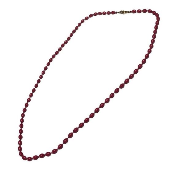 Vintage  Pink Fuchsia Pink Glass Ball Beaded Summer Chain Necklace 25" - Picture 4 of 5